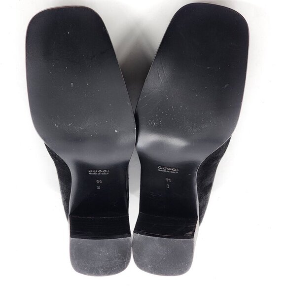 GUCCI Black Square Toe Suede Loafer Pumps - Picture 9 of 10
